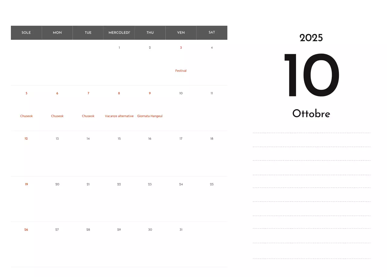 Un semplice calendario aziendale in grigio