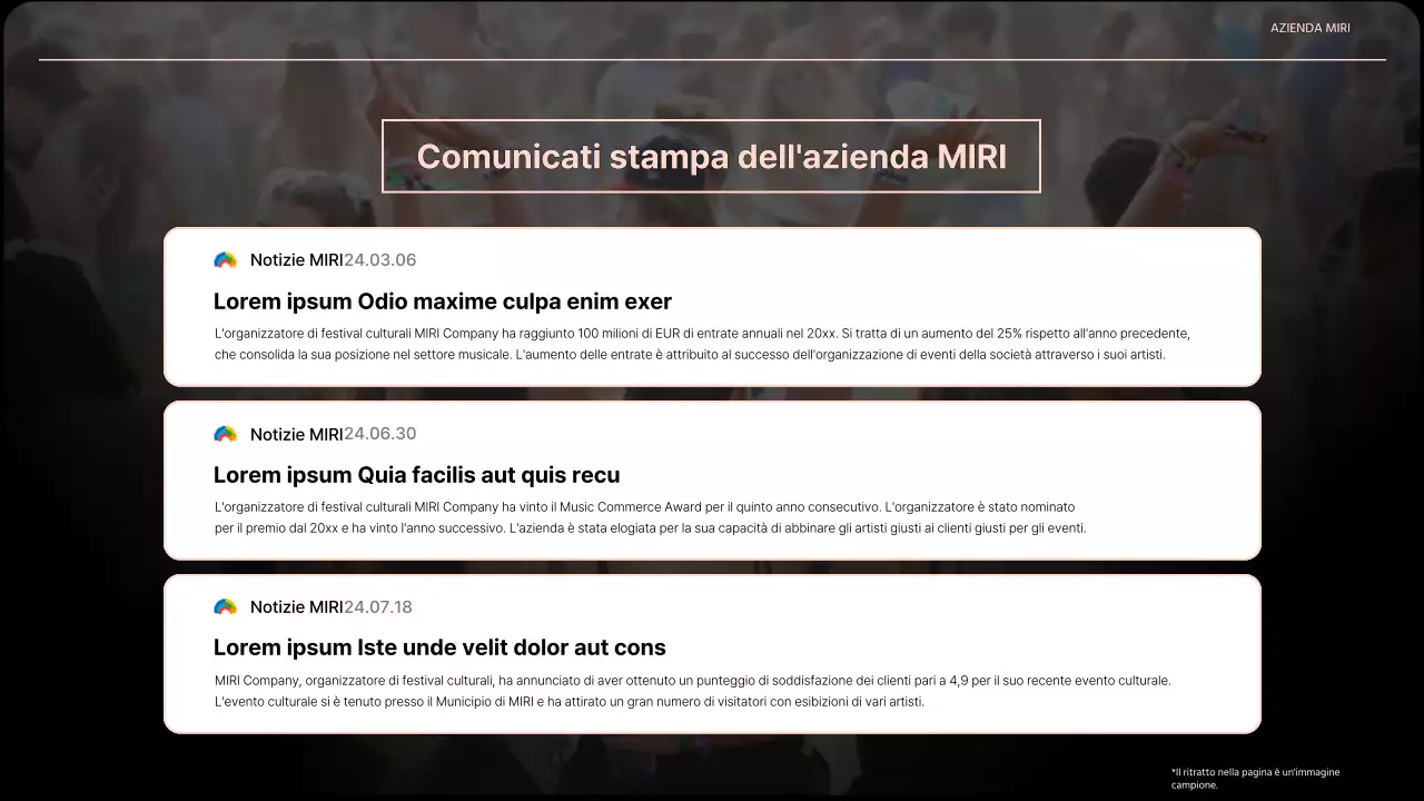 Pitch deck aziendale per eventi arancione e di tendenza