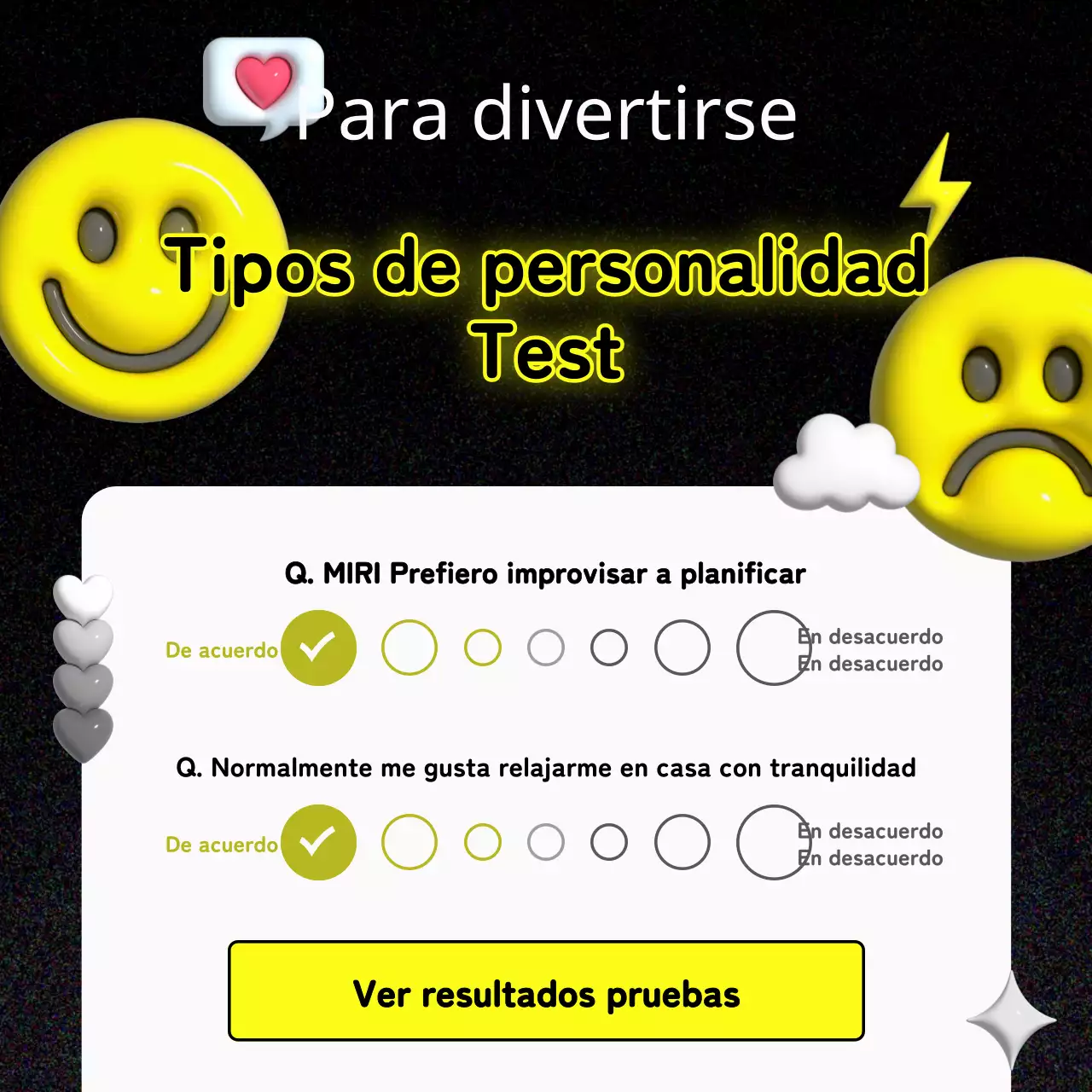 Un post sobre el test MBTI negro y amarillo