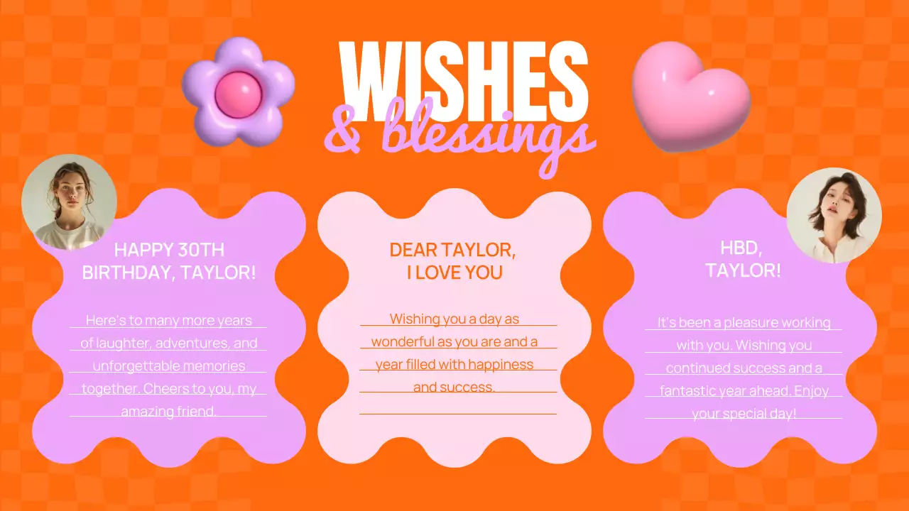 오렌지 레트로 생일 초대장 프레젠테이션