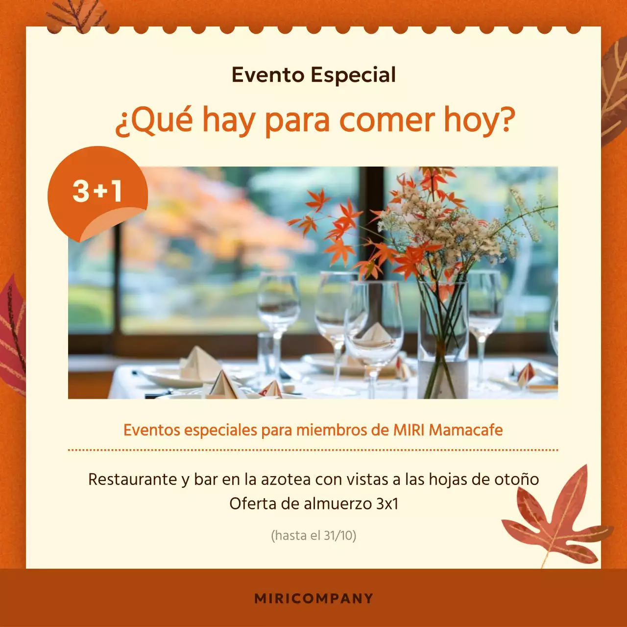 Promociones otoñales en naranja y marrón