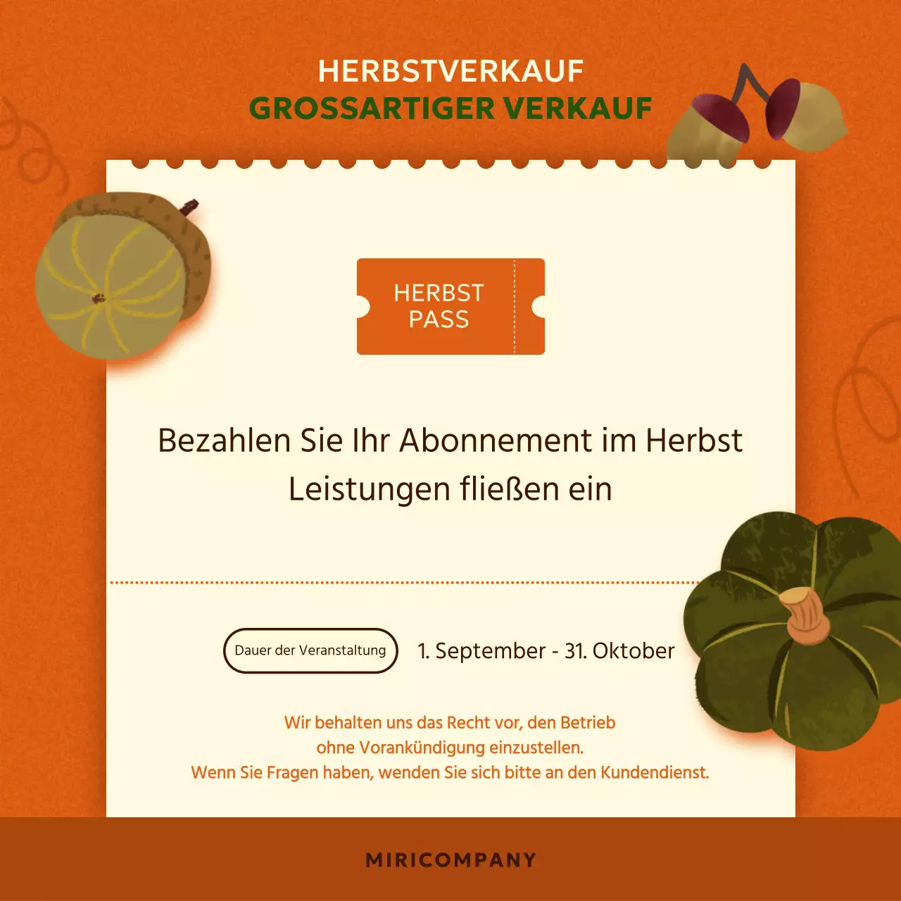 Eine Übersicht über herbstliche Werbeaktionen in Orange und Braun