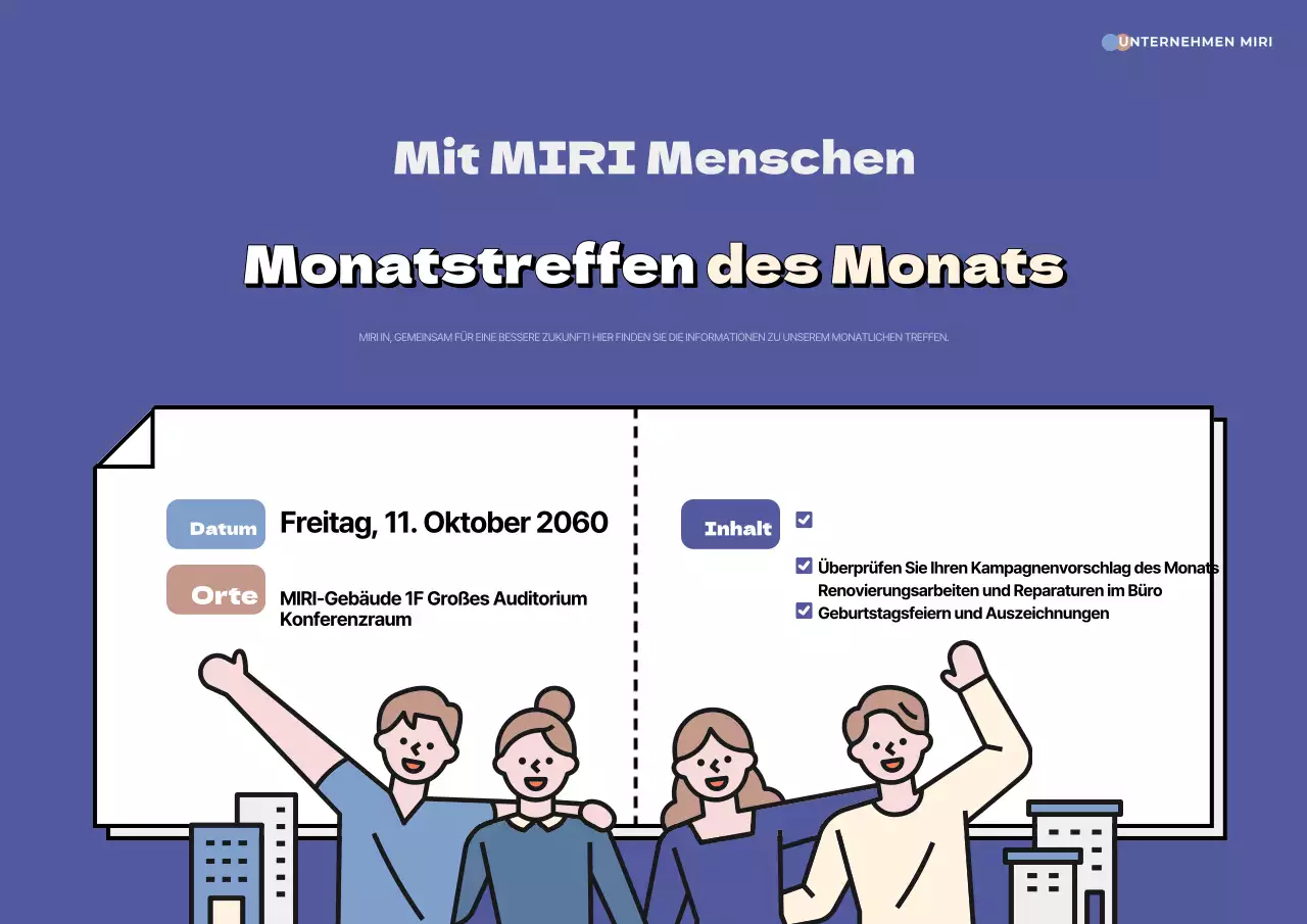 Blue Neat Meeting-Ankündigungen