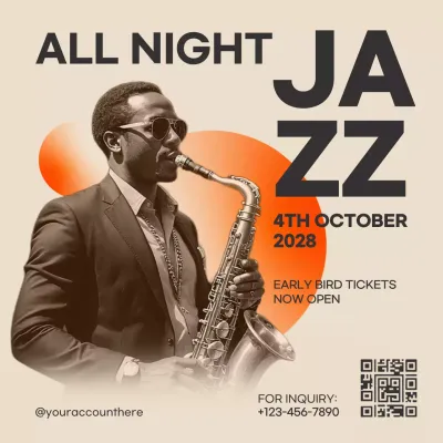 Orange Retro Jazz Promotion Social Media Post