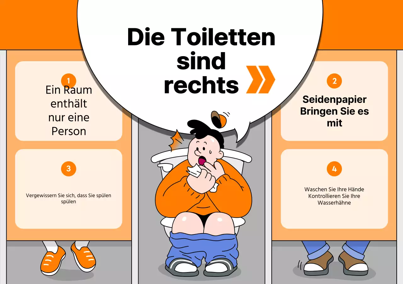 Anleitung für eine orangefarbene Knebeltoilette