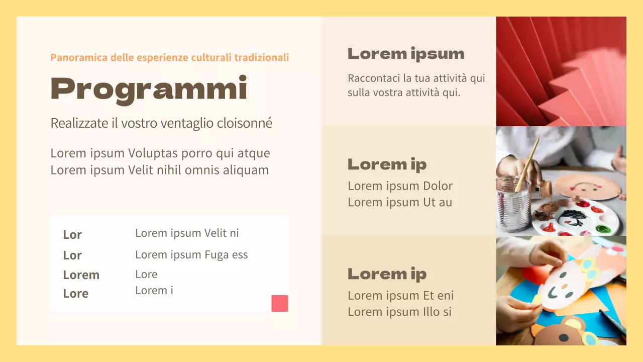 Guida all'esperienza culturale tradizionale gialla e arancione