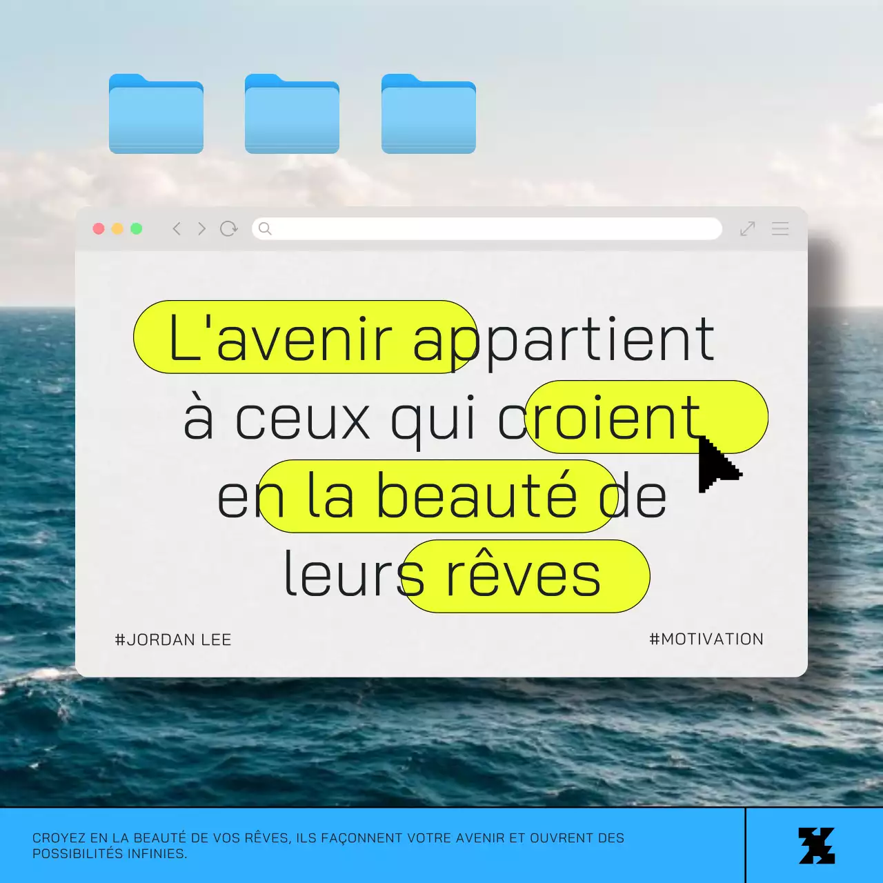 bleu trendy Inspiring message material