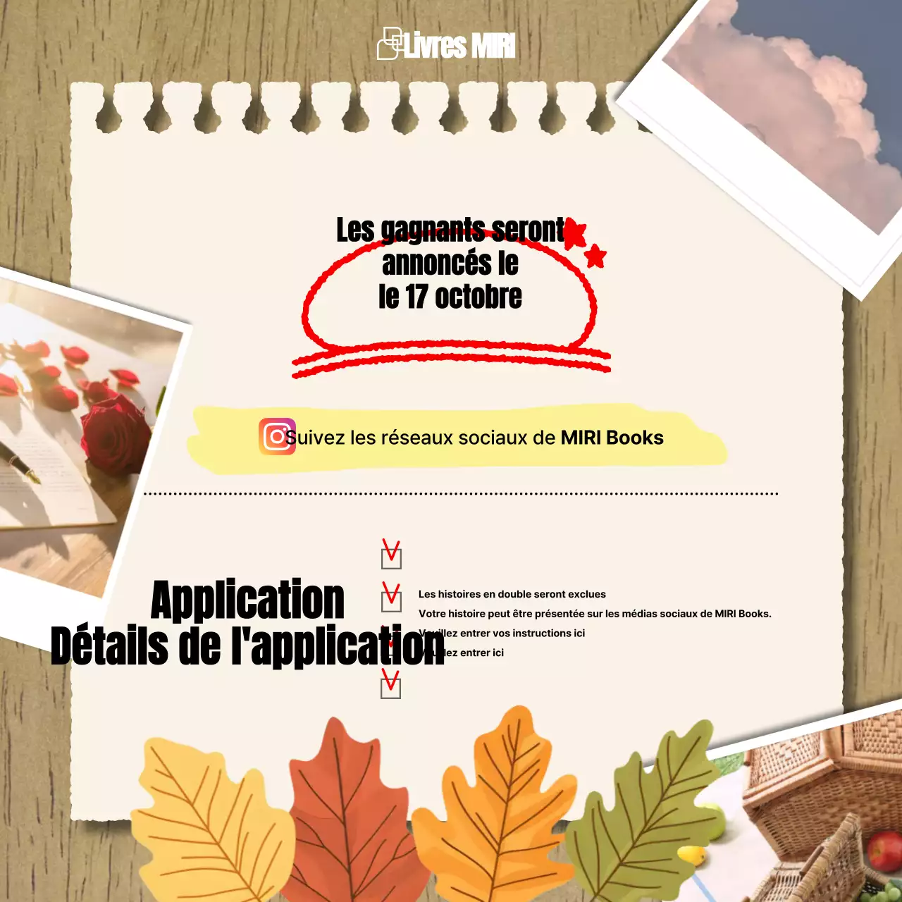 Annonce d'un appel à histoires beige et vintage