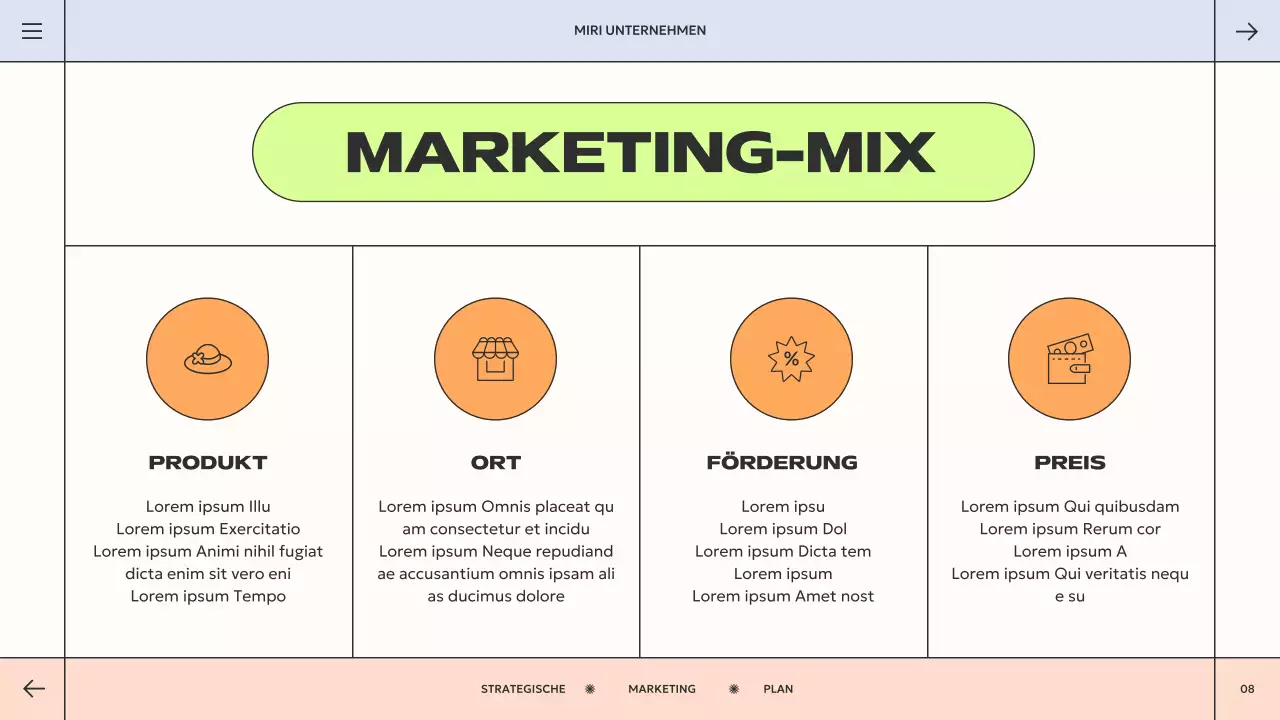 orange-grüner geometrischer Marketingplan