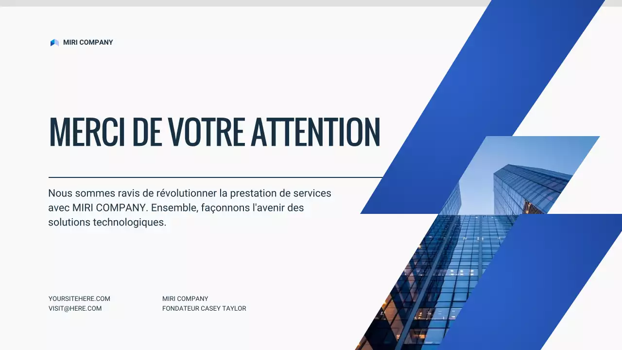 document de pitch deck moderne bleu