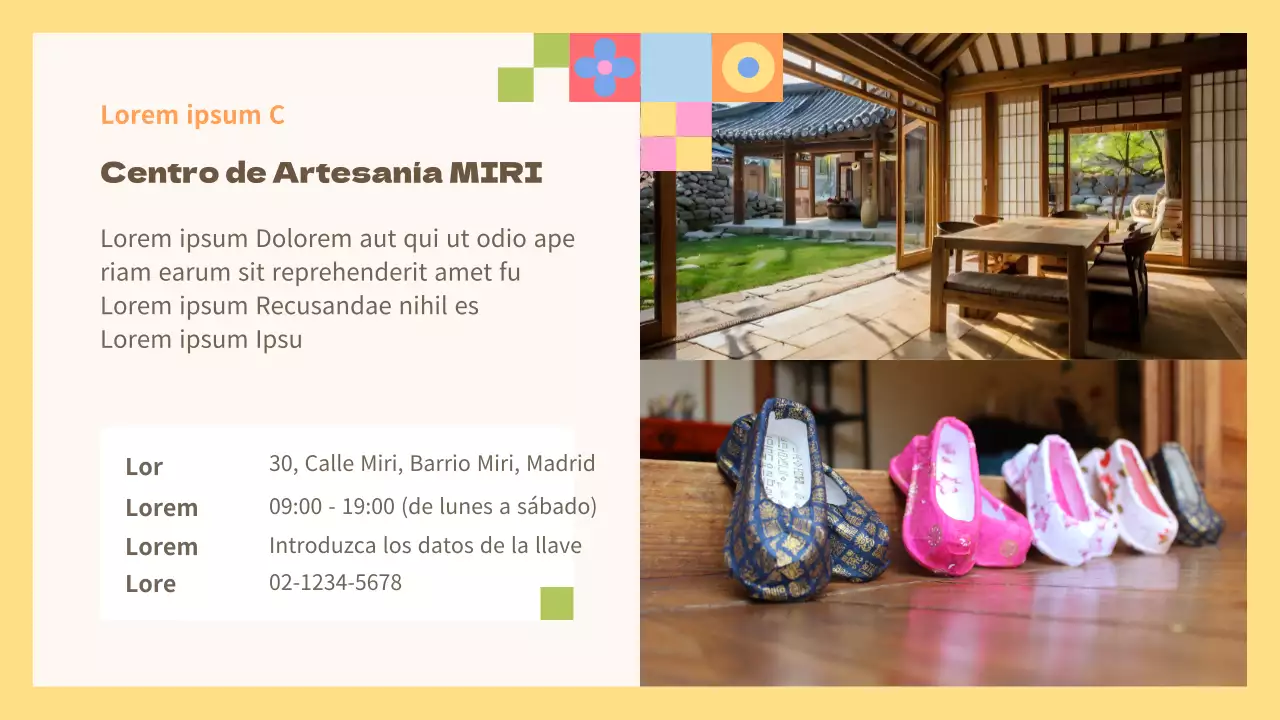 Guía de experiencias culturales tradicionales amarilla y naranja