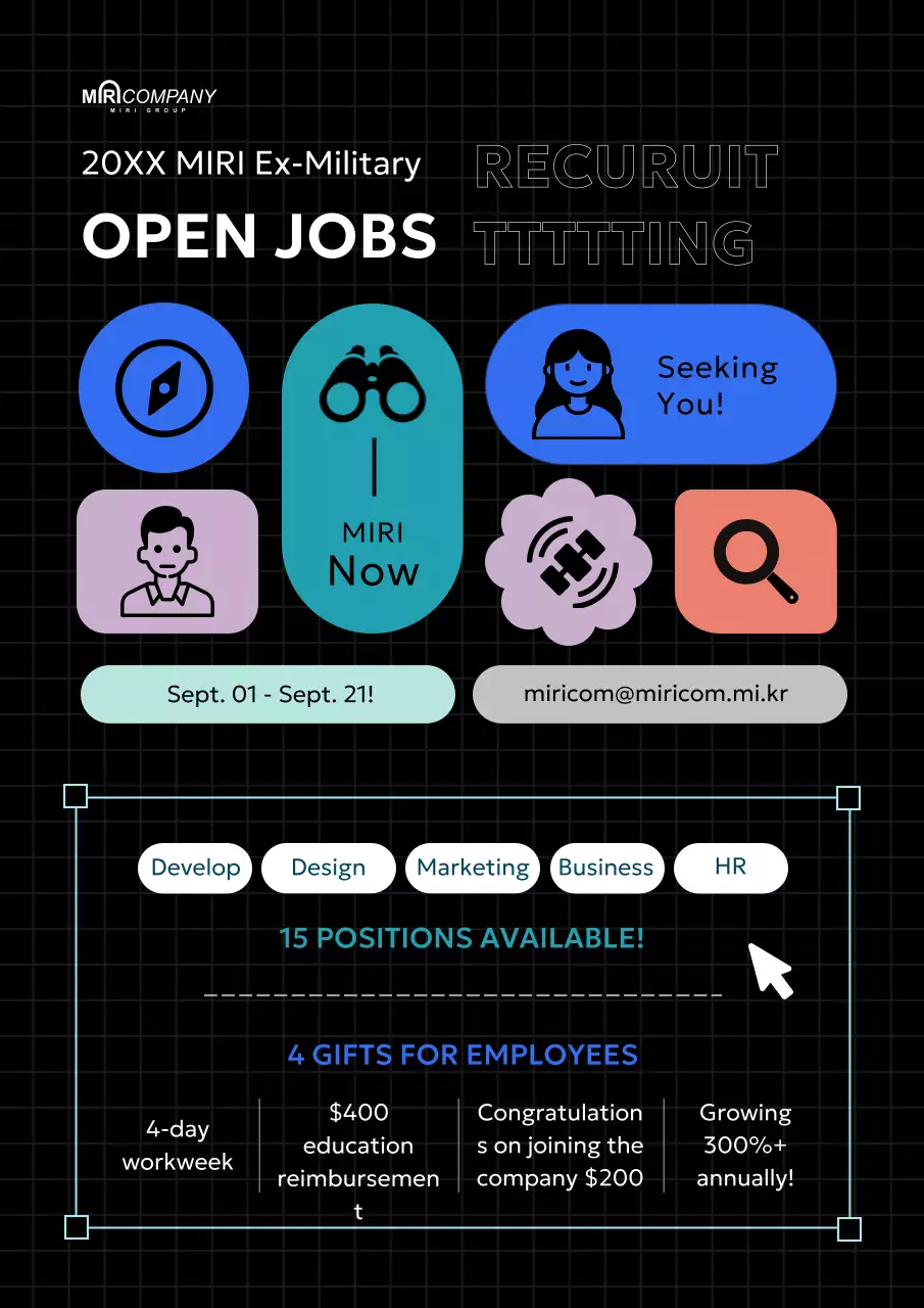 Black Modern Job Recruitment Poster
