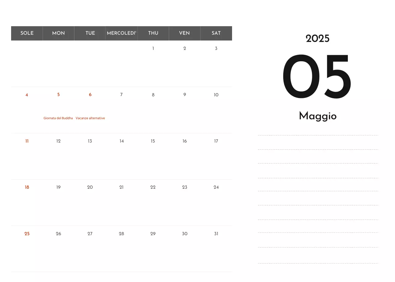 Un semplice calendario aziendale in grigio