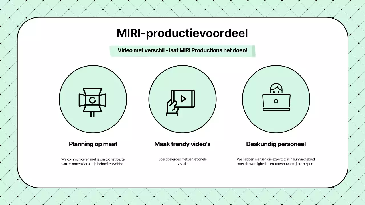 Eenvoudig, mintkleurig voorstel voor videoproductiebedrijf