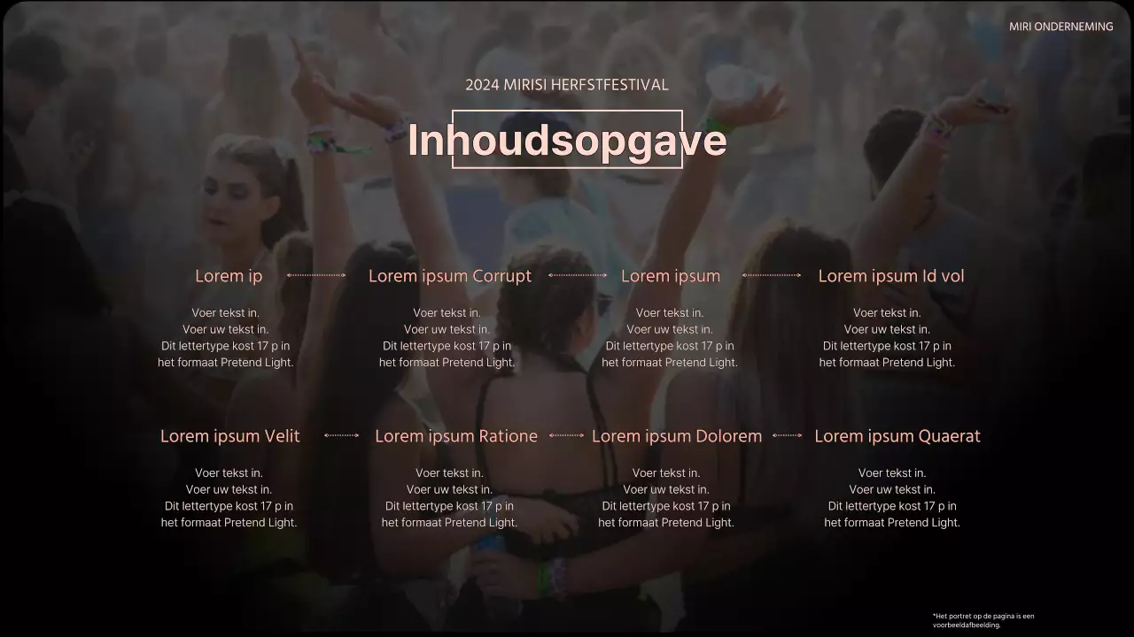 Oranje en trendy evenement bedrijfs pitch deck