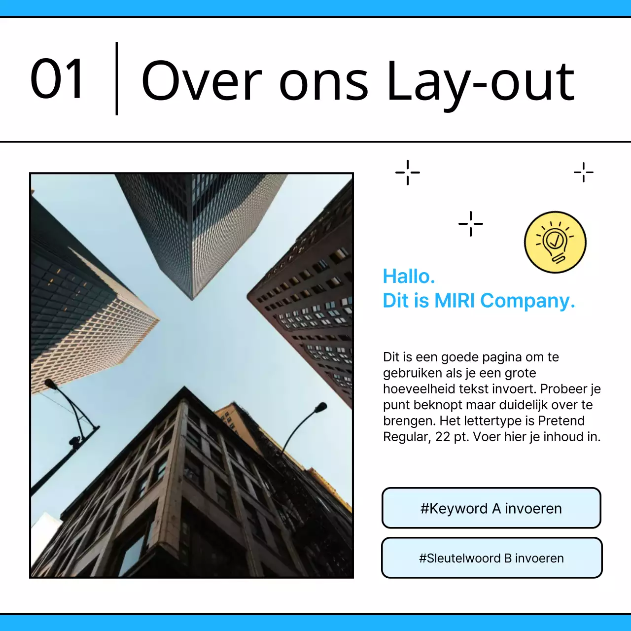 Promoot de lichtblauwe strakke sjabloon