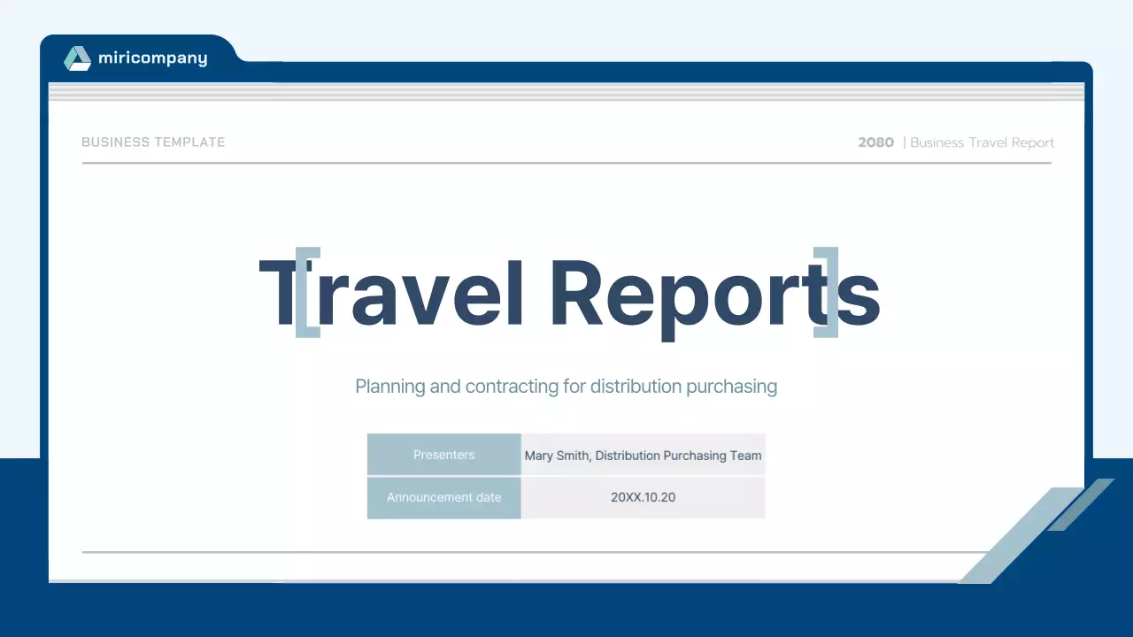 Blue Professional Travel Report Document Presentation