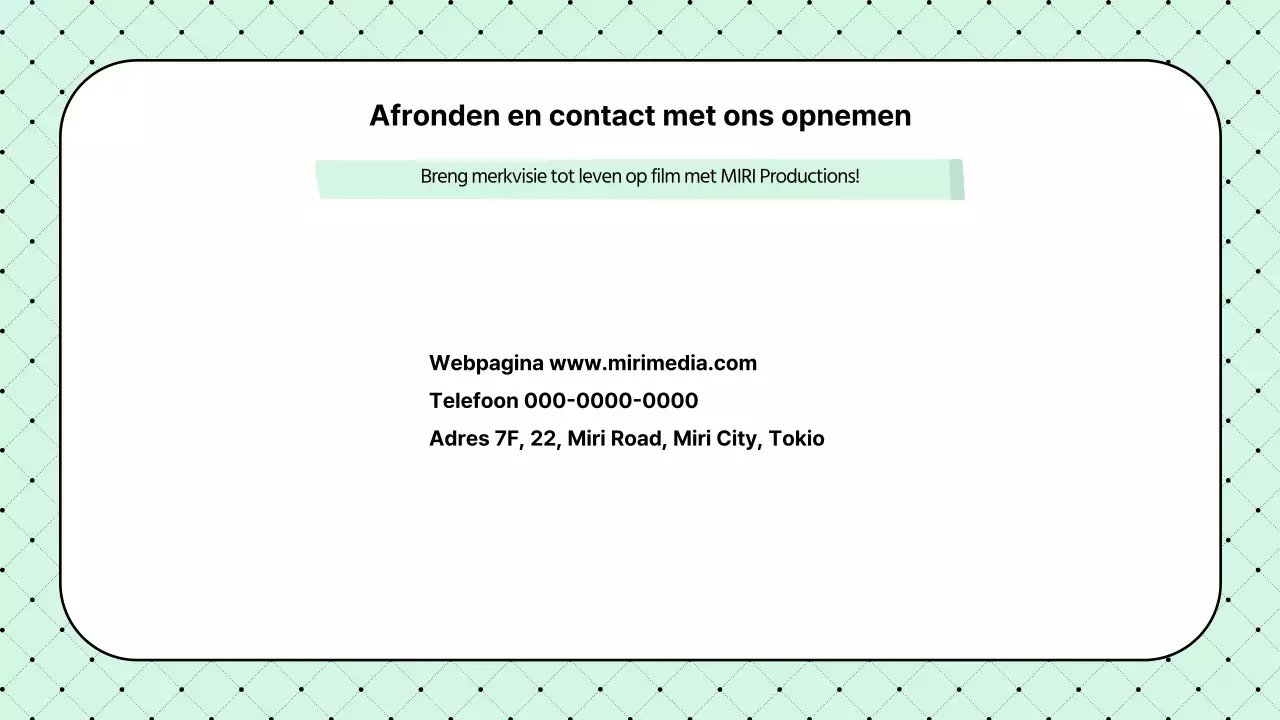 Eenvoudig, mintkleurig voorstel voor videoproductiebedrijf