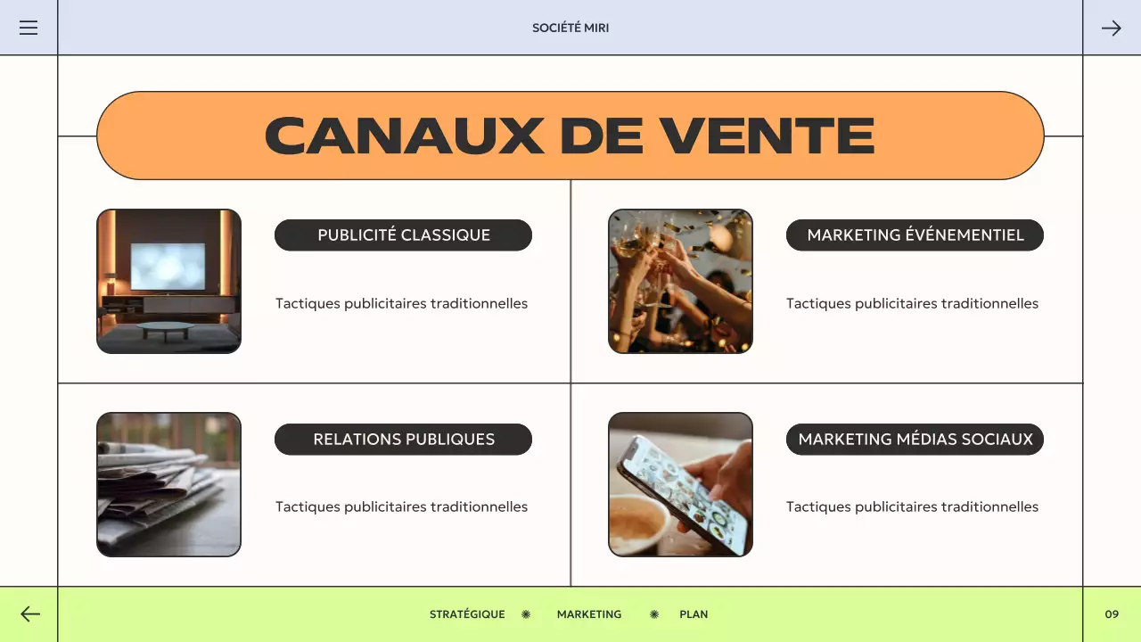 plan de marketing géométrique orange vert