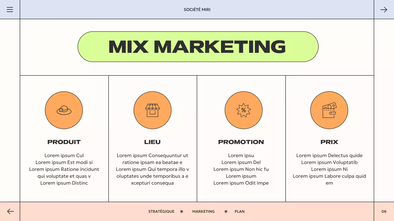 plan de marketing géométrique orange vert