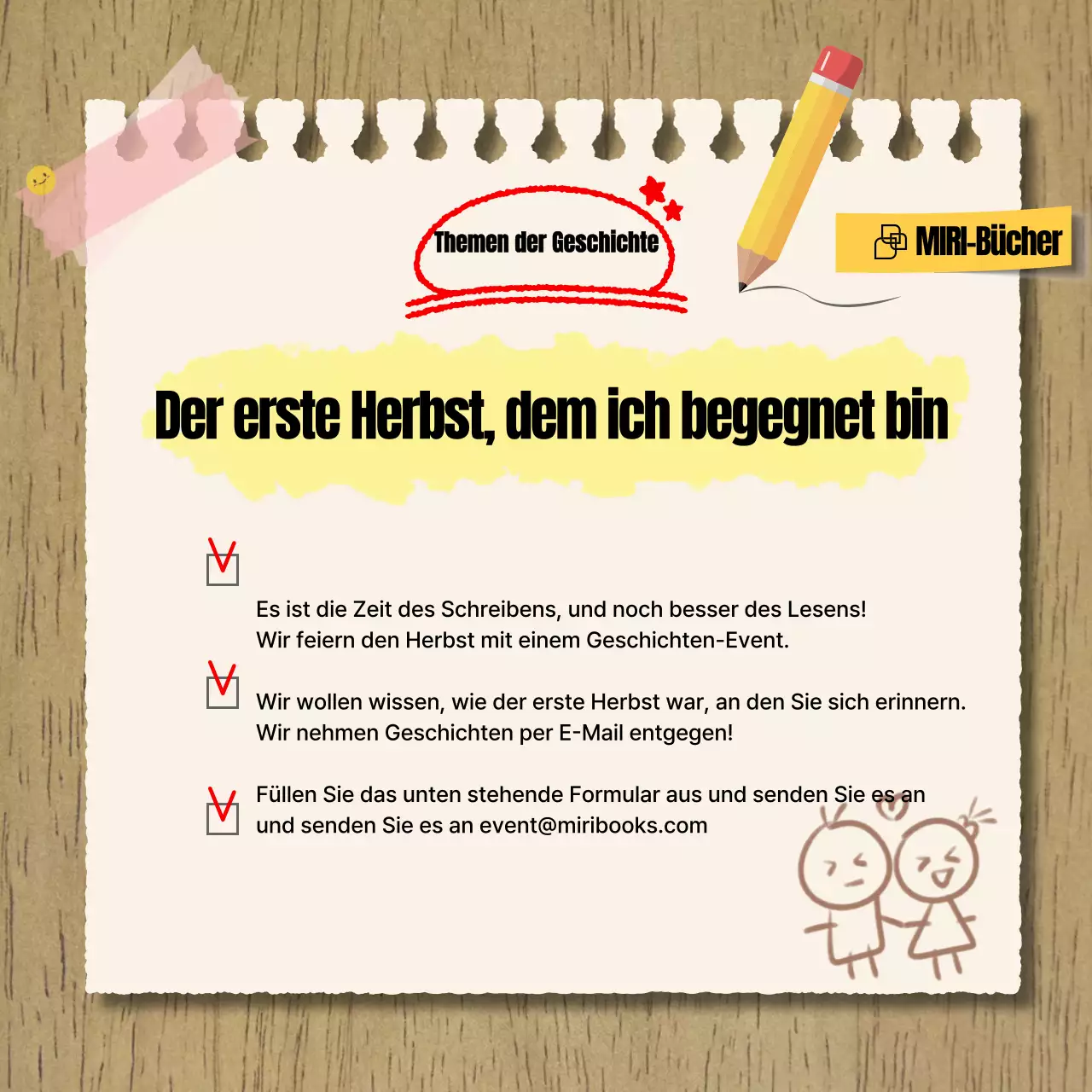 Ankündigung eines Aufrufs für Geschichten in Beige und Vintage