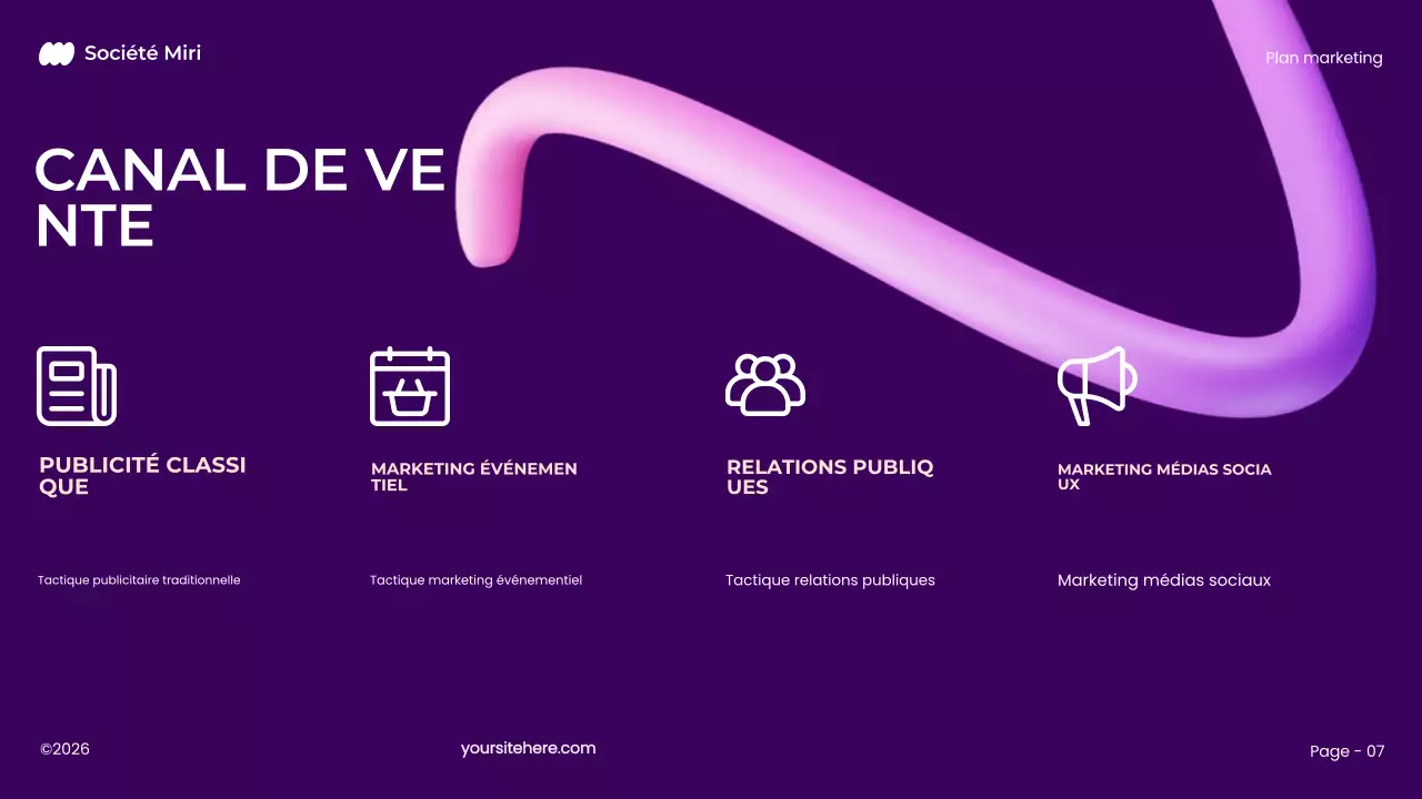 plan de marketing 3d pourpre, audacieux et moderne