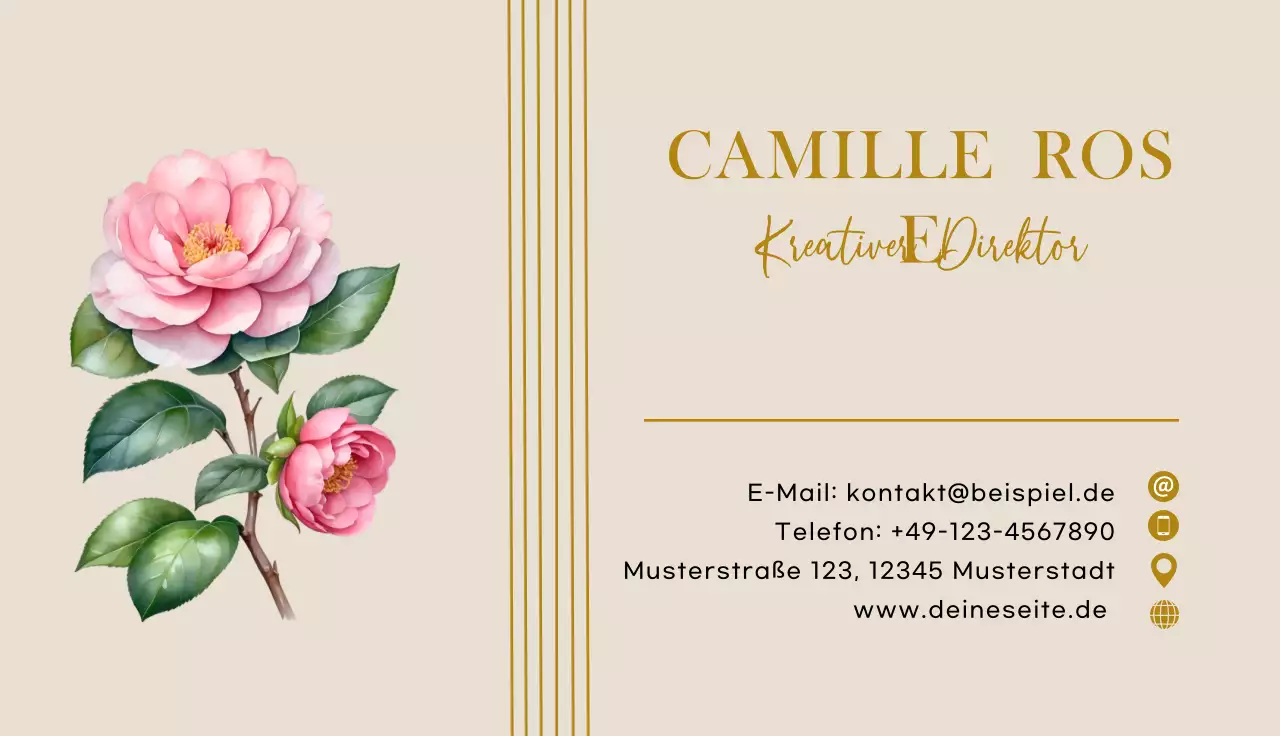 beige geblümte Visitenkarte