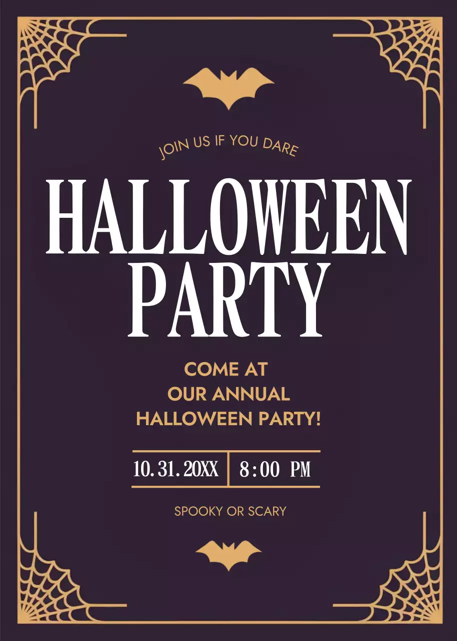 black gothic Halloween invitation