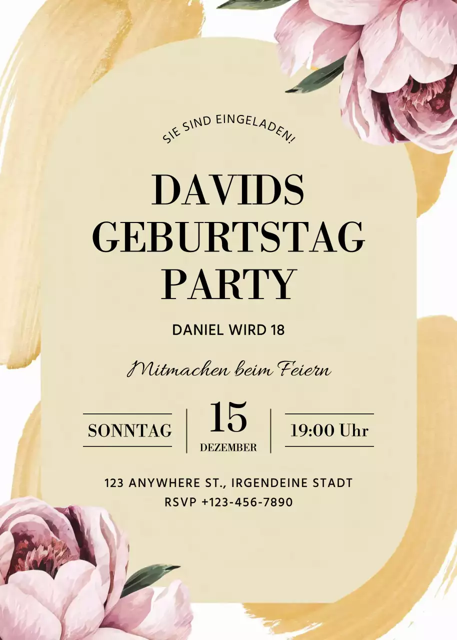 beige elegante Geburtstagseinladung