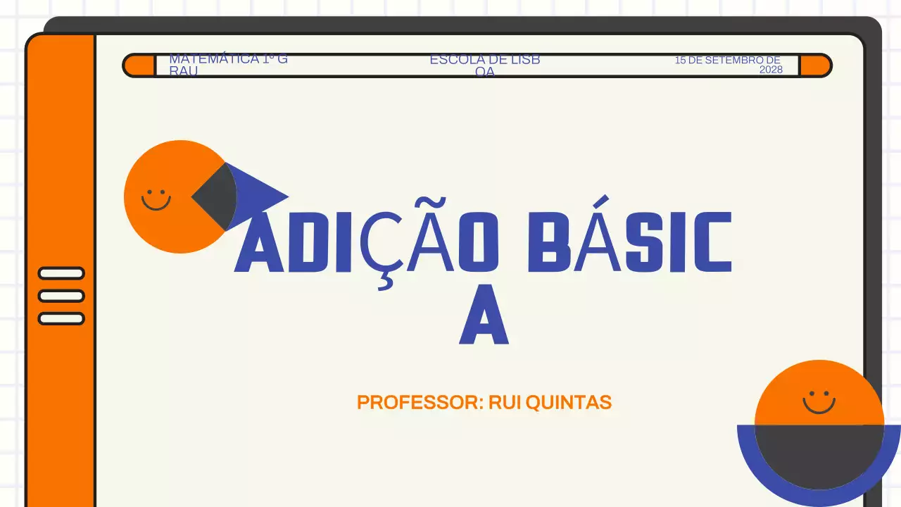 Apresentação da aula de matemática de adição básica