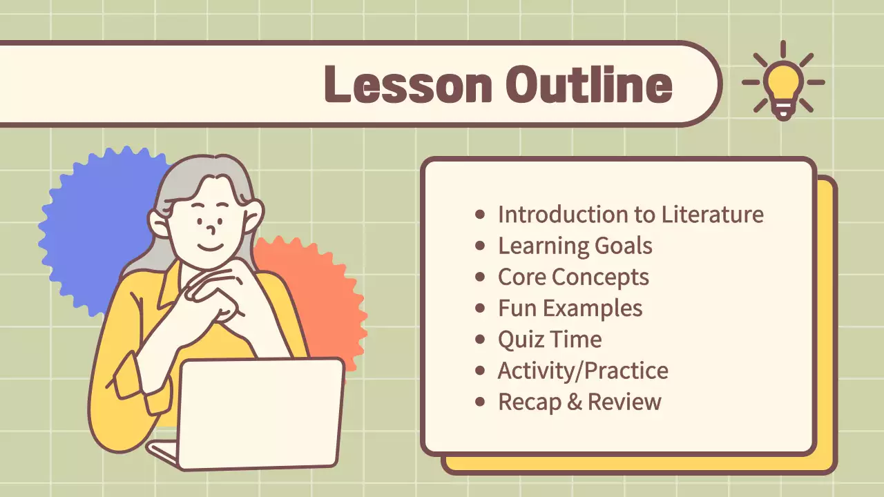 Bài thuyết trình khóa học Văn học đơn giản màu be