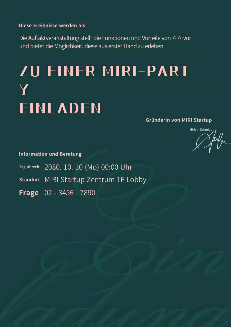 Moderne Veranstaltungseinladung in Grün