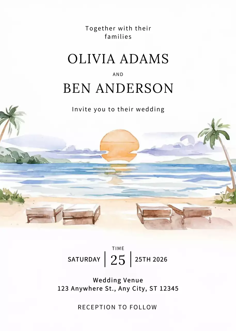 Beige Elegant Wedding Invitation