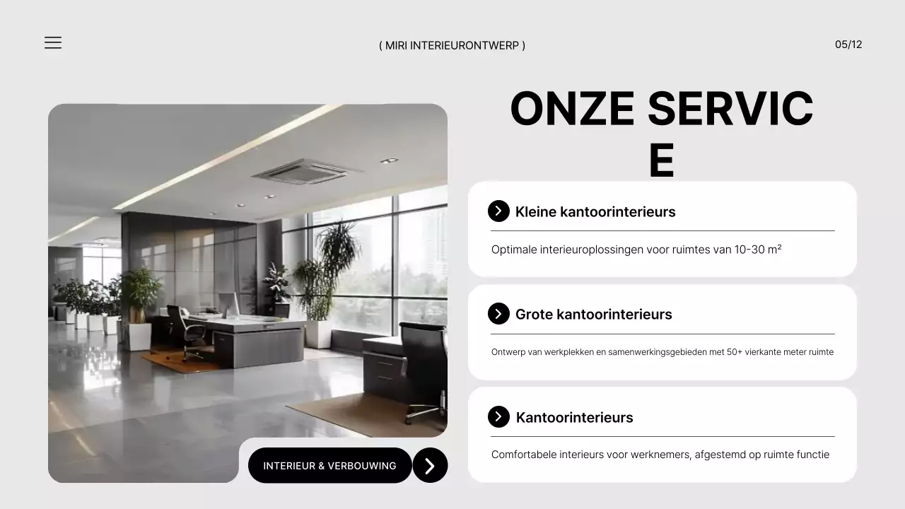 Een brand briefing voor een modern kantoorinterieur in zwart en wit