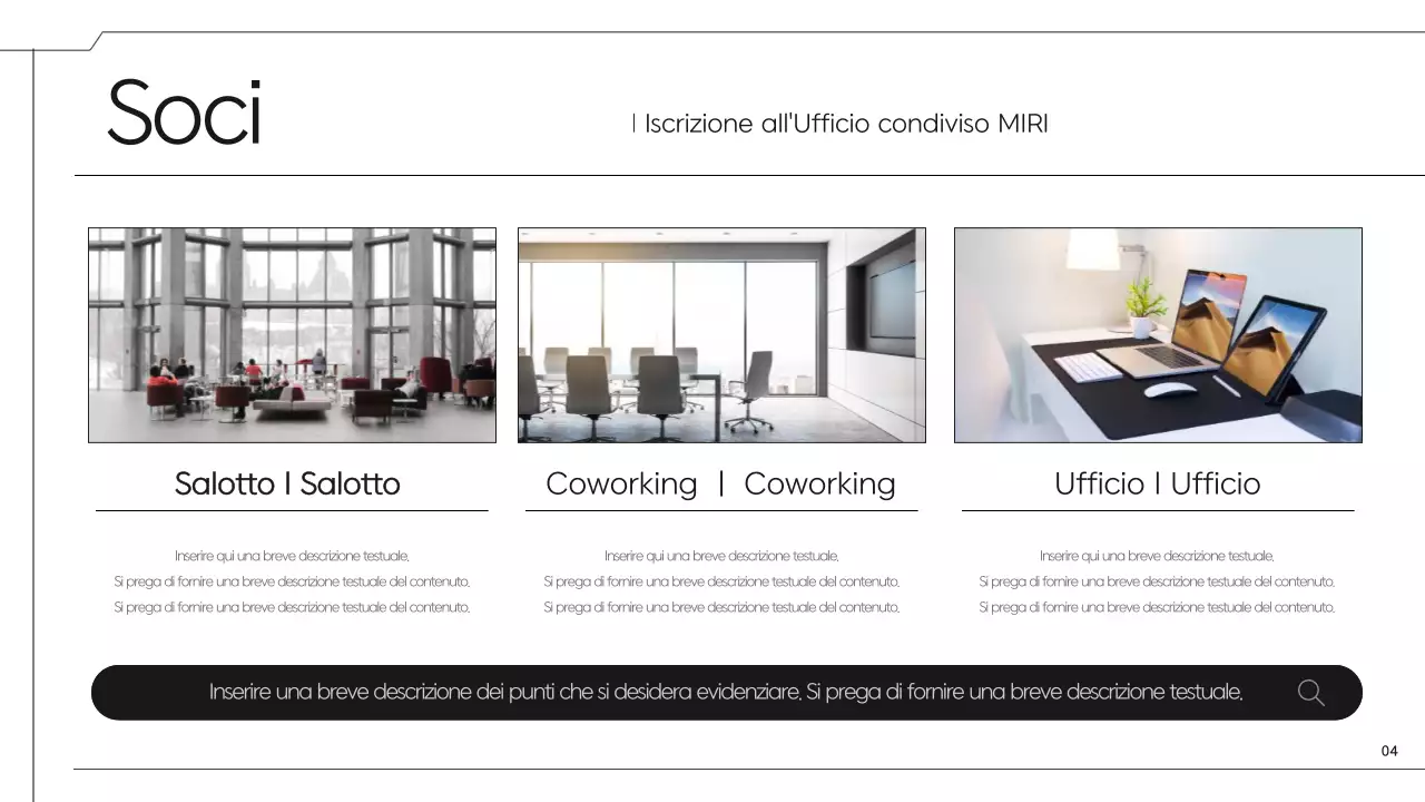 Una semplice proposta di spazio di coworking in nero e blu