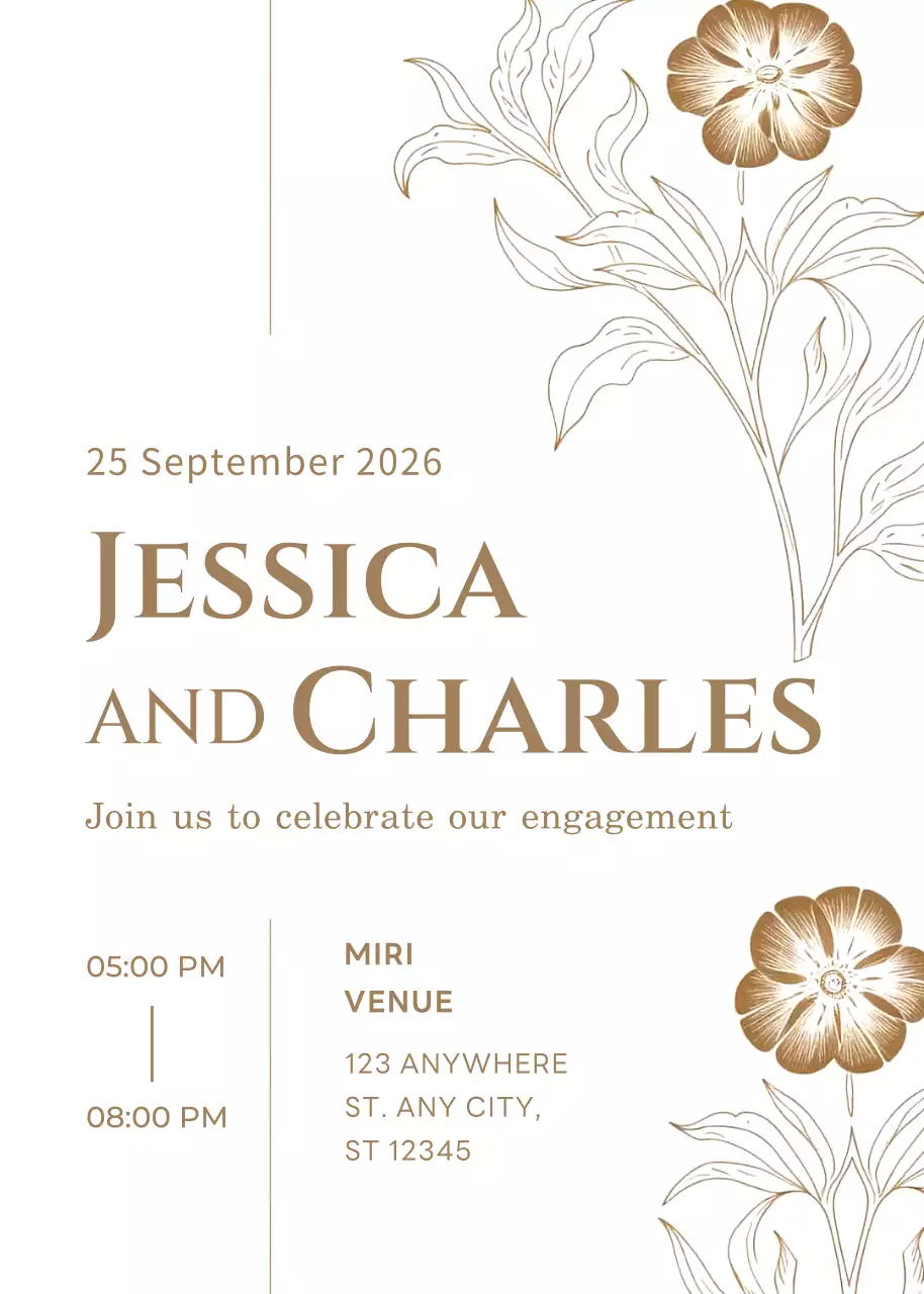 lời mời đính hôn thanh lịch màu be