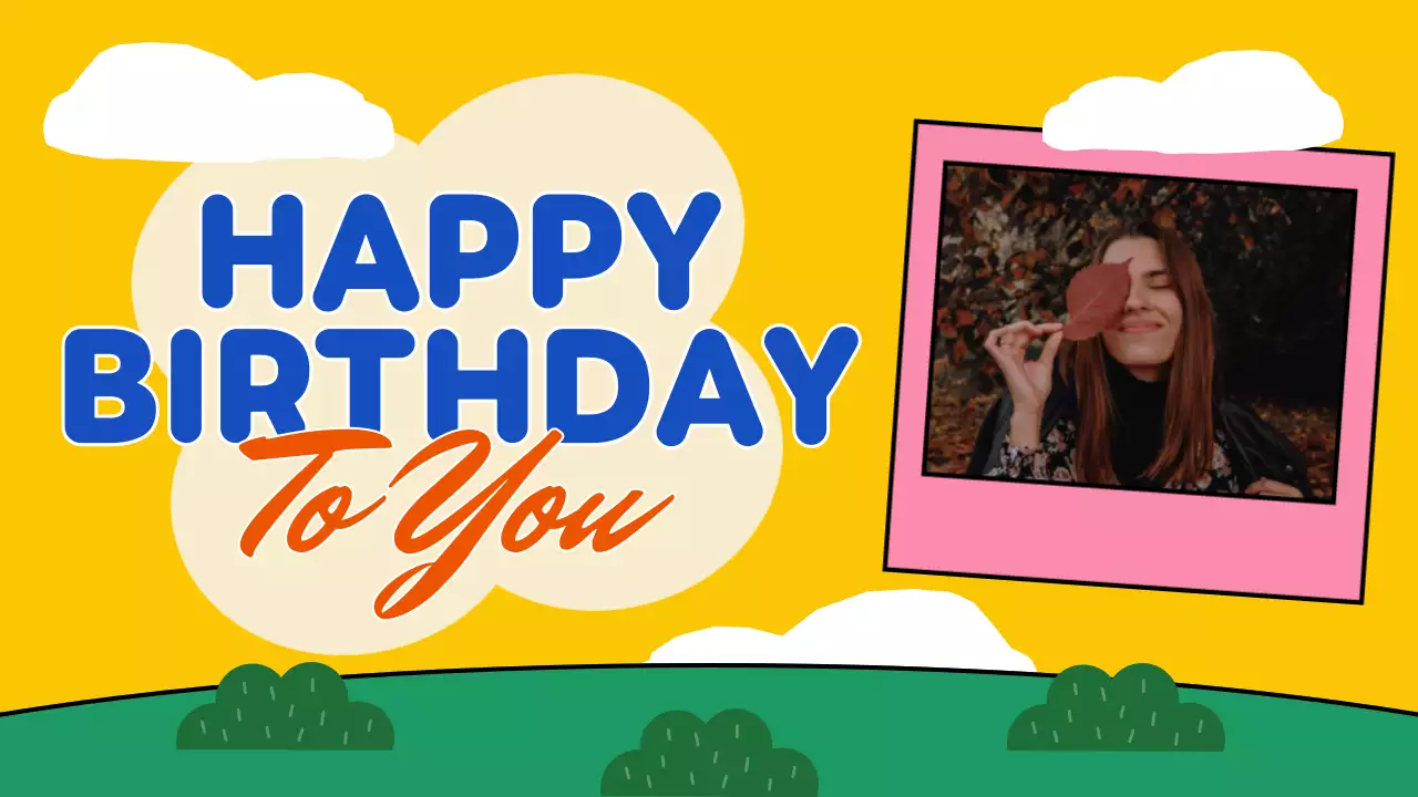 Yellow Trendy Birthday Greetings Card Presentation