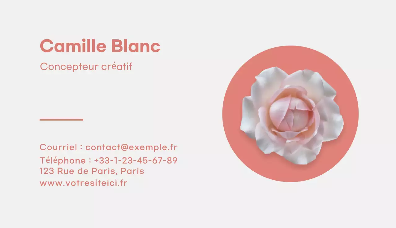 carte de visite corail élégante