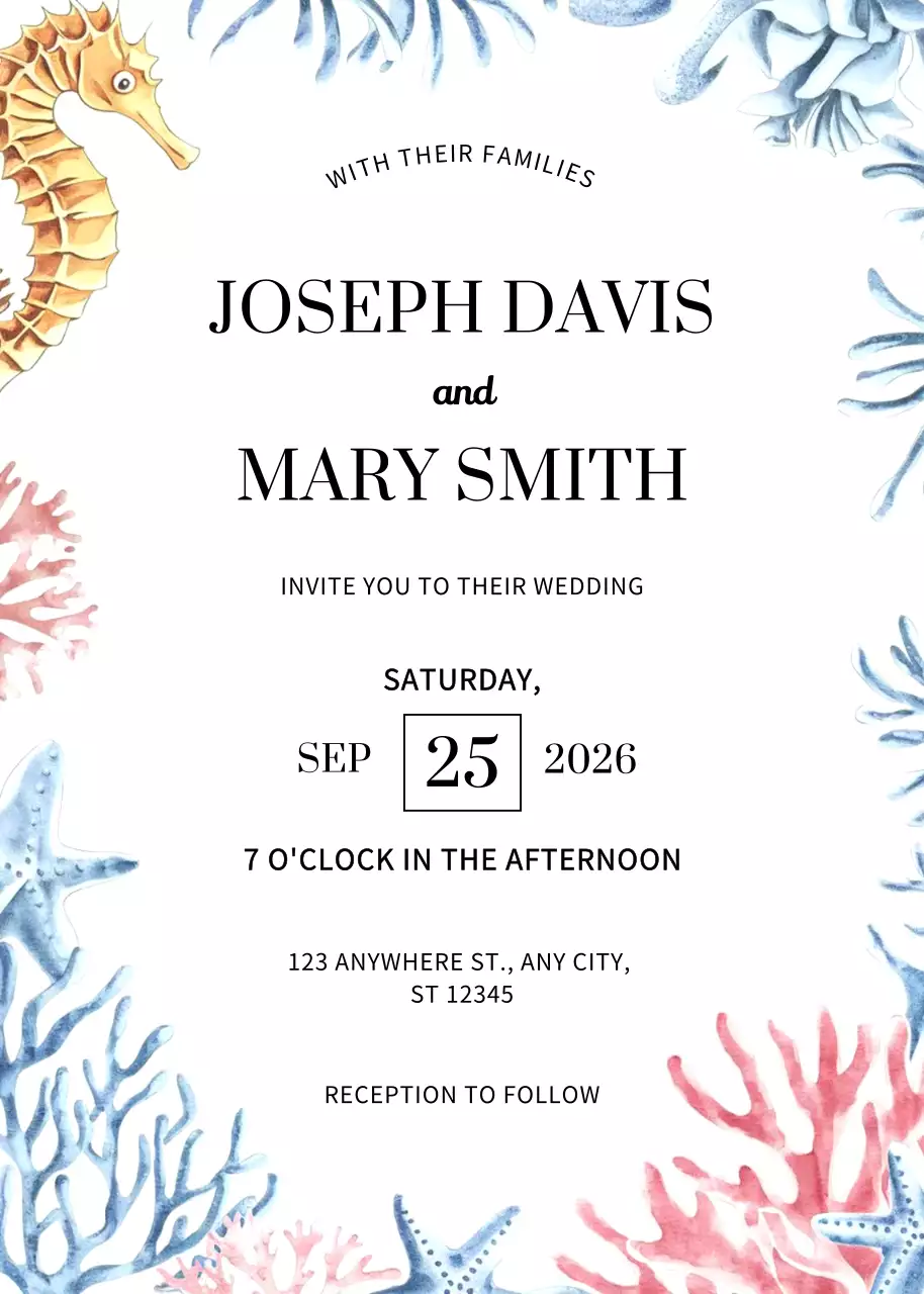 Beige Elegant Wedding Invitation