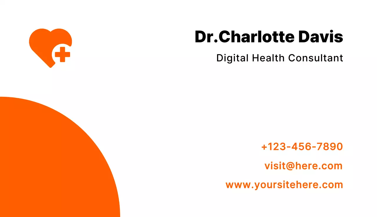 Orange Minimal Health Business Card