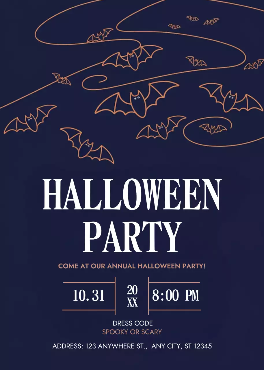 navy classic Halloween invitation