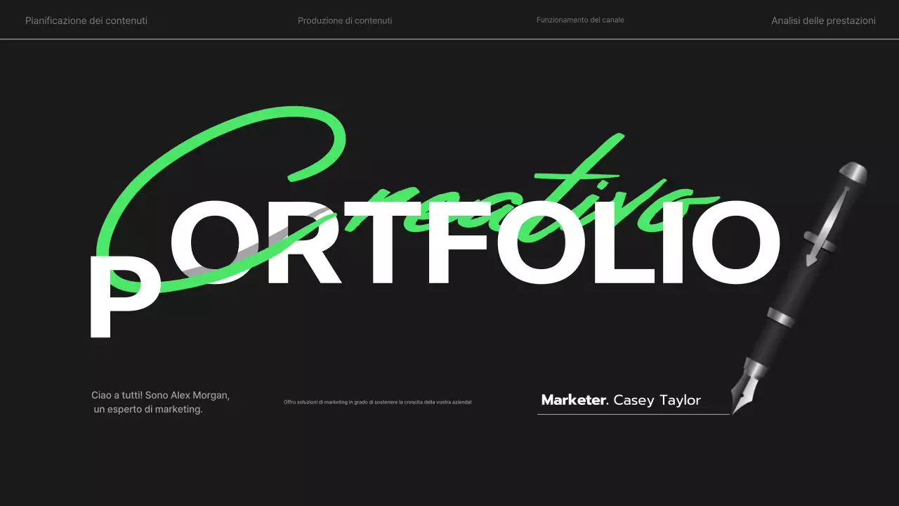 portfolio creativo nero e moderno