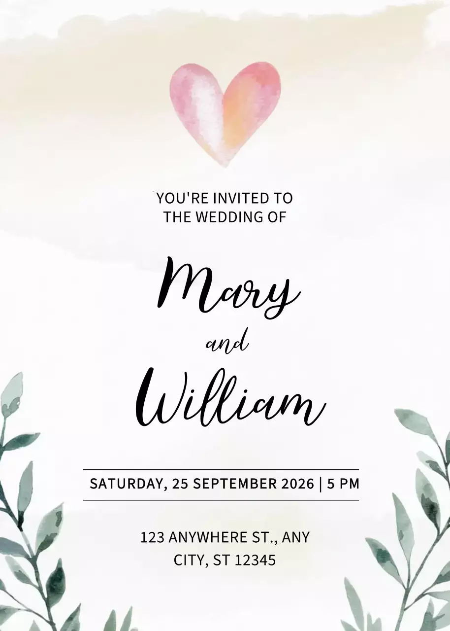 Beige Elegant Wedding Invitation