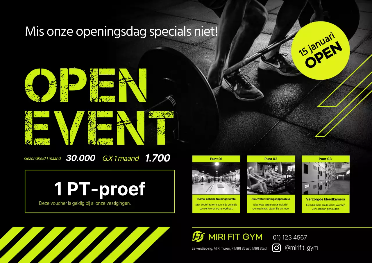 Promoot de opening van het neon fitnesscentrum met flyers