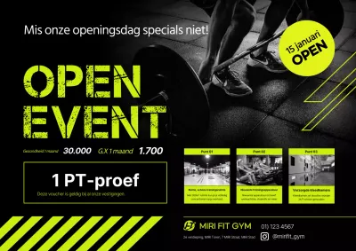Promoot de opening van het neon fitnesscentrum met flyers