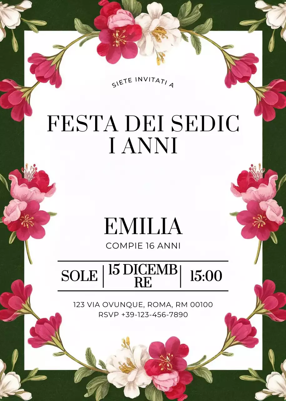 invito a una festa floreale rosa