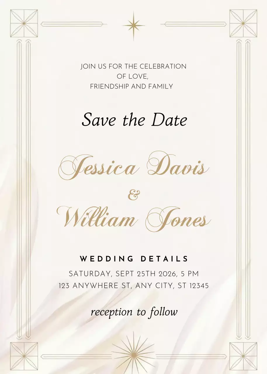 undangan pernikahan emas yang elegan