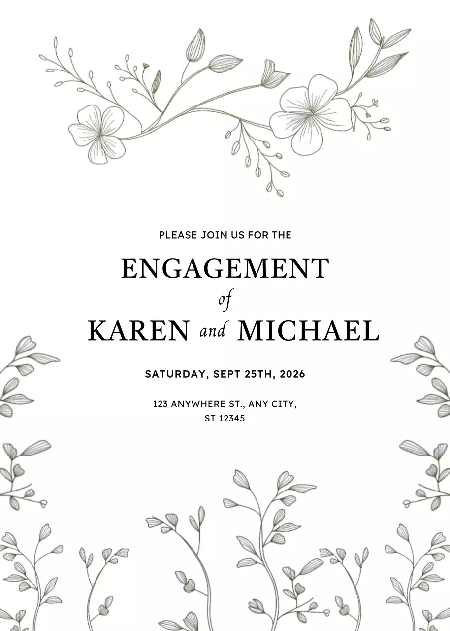 Undangan Pertunangan Putih Elegan