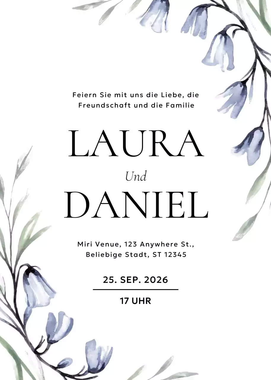 weiße elegante Hochzeitseinladung