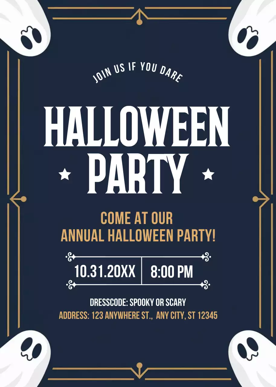 navy retro Halloween invitation